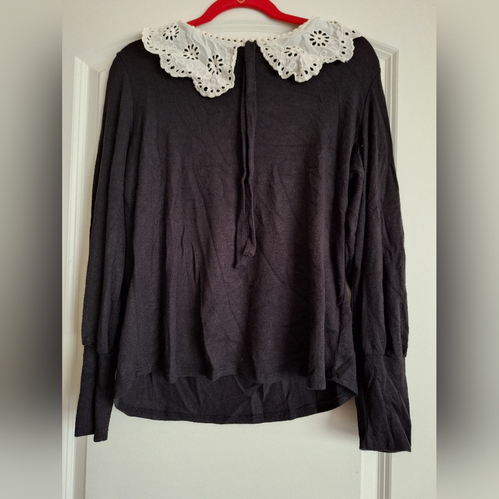 Vintage Chenault Womens Shirt with Lace and Embroidered Collar- XL